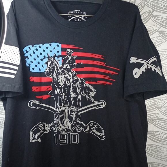 Grunt Style Tee Garry Owen American Flag Patriotic Vietnam War Memorial - Picture 2 of 3